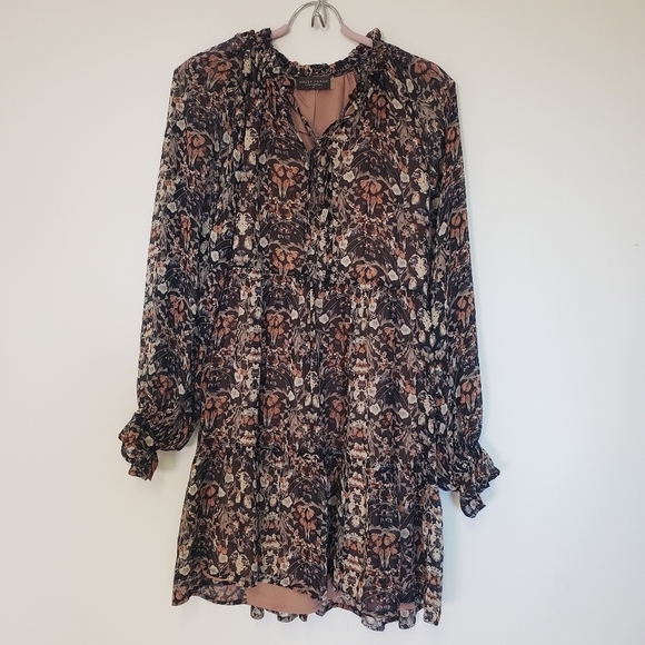 Dress Forum Neutral Long Sleeve Midi Dress Tiered Ruffled  Flowy - Picture 4 of 13